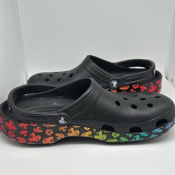 Crocs Classic Disney Rainbow Pride Celebration Mickey Unisex Black Multi Size 11 - Picture 8 of 11